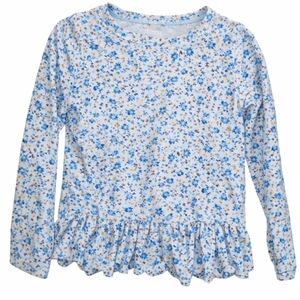 RuffleButts Girls 4T Floral Rash Guard Long Sleeve Peplum